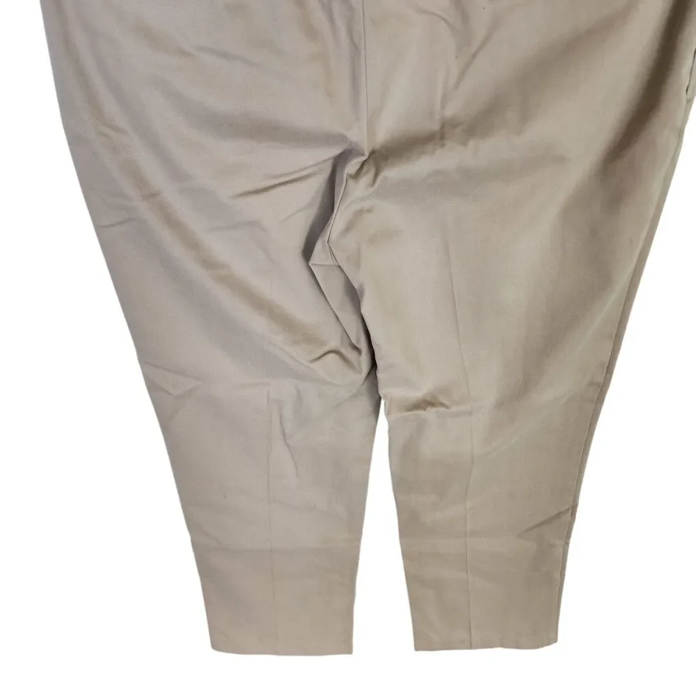 Orvis Khaki Twill Chino Flat Front Pants Mens 40 Wrinkle Free 100% Cotton